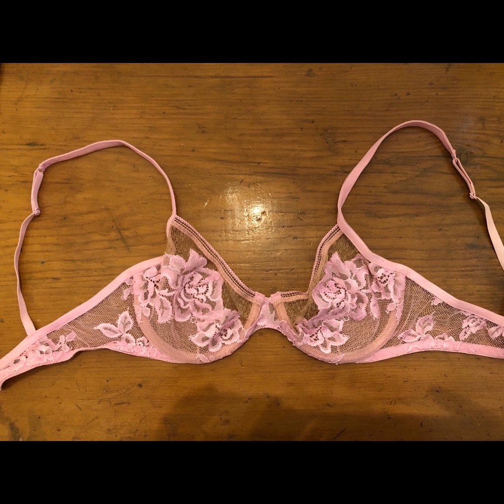 La Perla 2 Pink Tan Lace Bra 34 B